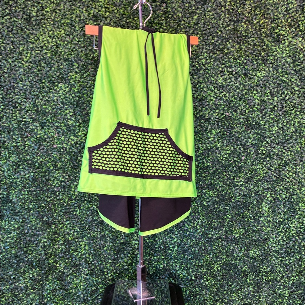 Green Sleeveless Hoodie with Black Accents - Kid’s Dance Hip Hop or Casual Wear